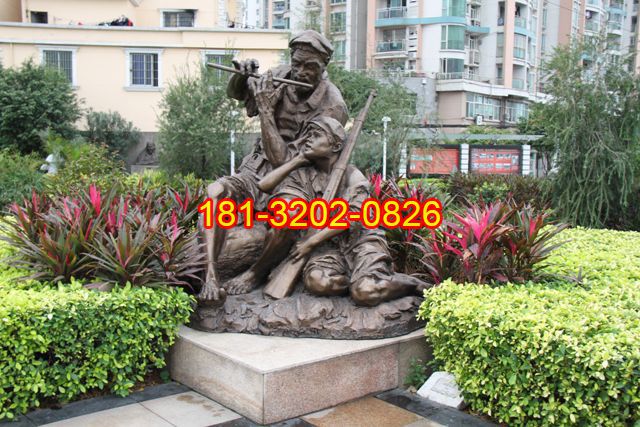 艱苦歲月銅雕，校園銅雕，八路軍戰(zhàn)士銅雕