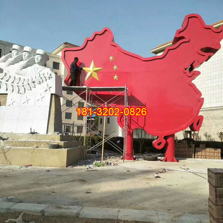 廣場黨建中國地圖解放軍雕塑